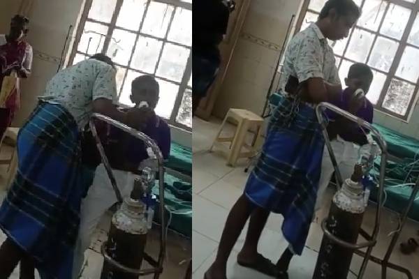 ஆக்சிஜன் மாஸ்க்கிற்கு பதில் டீ கப்! வெளியான தகவல்!