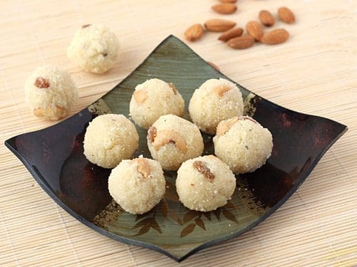 delicious rava laddu with coconut and dryfruits